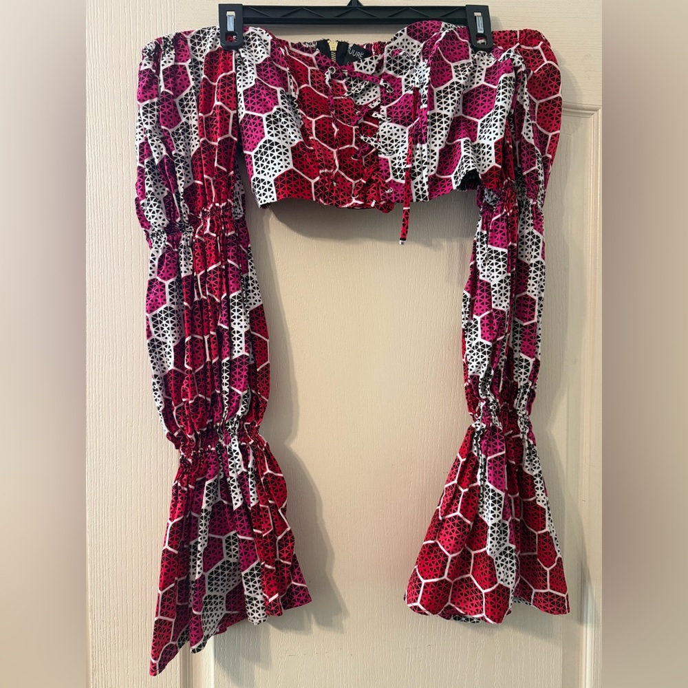 Ofuure African Print 2-Piece Set | Size Large | Crop Top + Ruffle Skirt